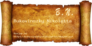 Bukovinszky Nikoletta névjegykártya